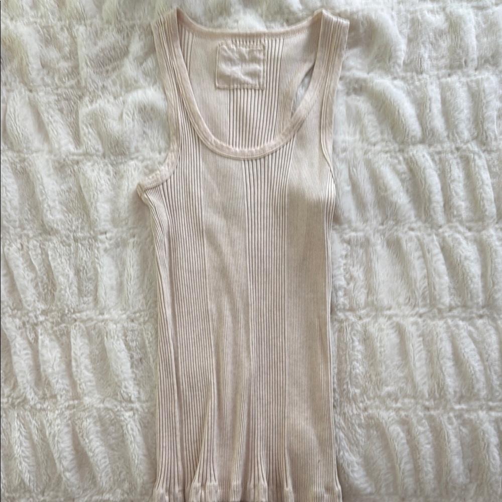 Women's Cream Ribbed Tank Top